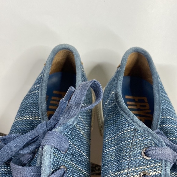 Frye Blue Gia Canvas Low Lace Canvas Sneakers Shoes Women's 7.5 - Picture 9 of 11